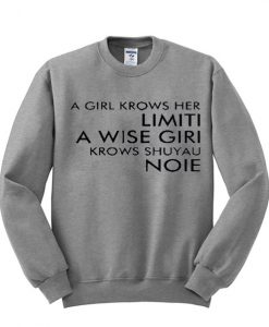 a girl krows her limiti sweatshirt