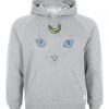 cat face and moon hoodie