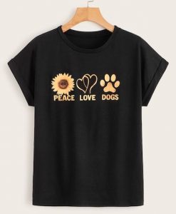 Sunflower Peace Love Dogs T-shirt RE23